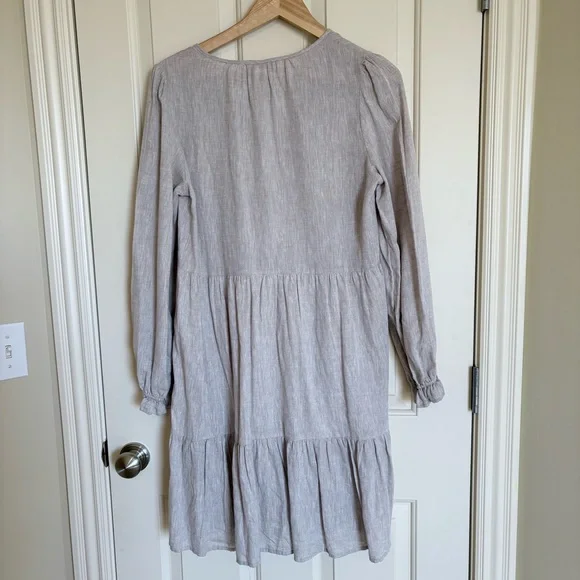 Cynthia Rowley Beige Linen Tiered Midi Dress Women’s Size Small Neutral Summer - Picture 2 of 4